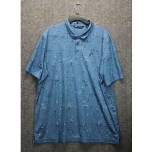 Travis Mathew Polo Shirt Mens 2XL Stellar Blue Splatter Print Performance Golf
